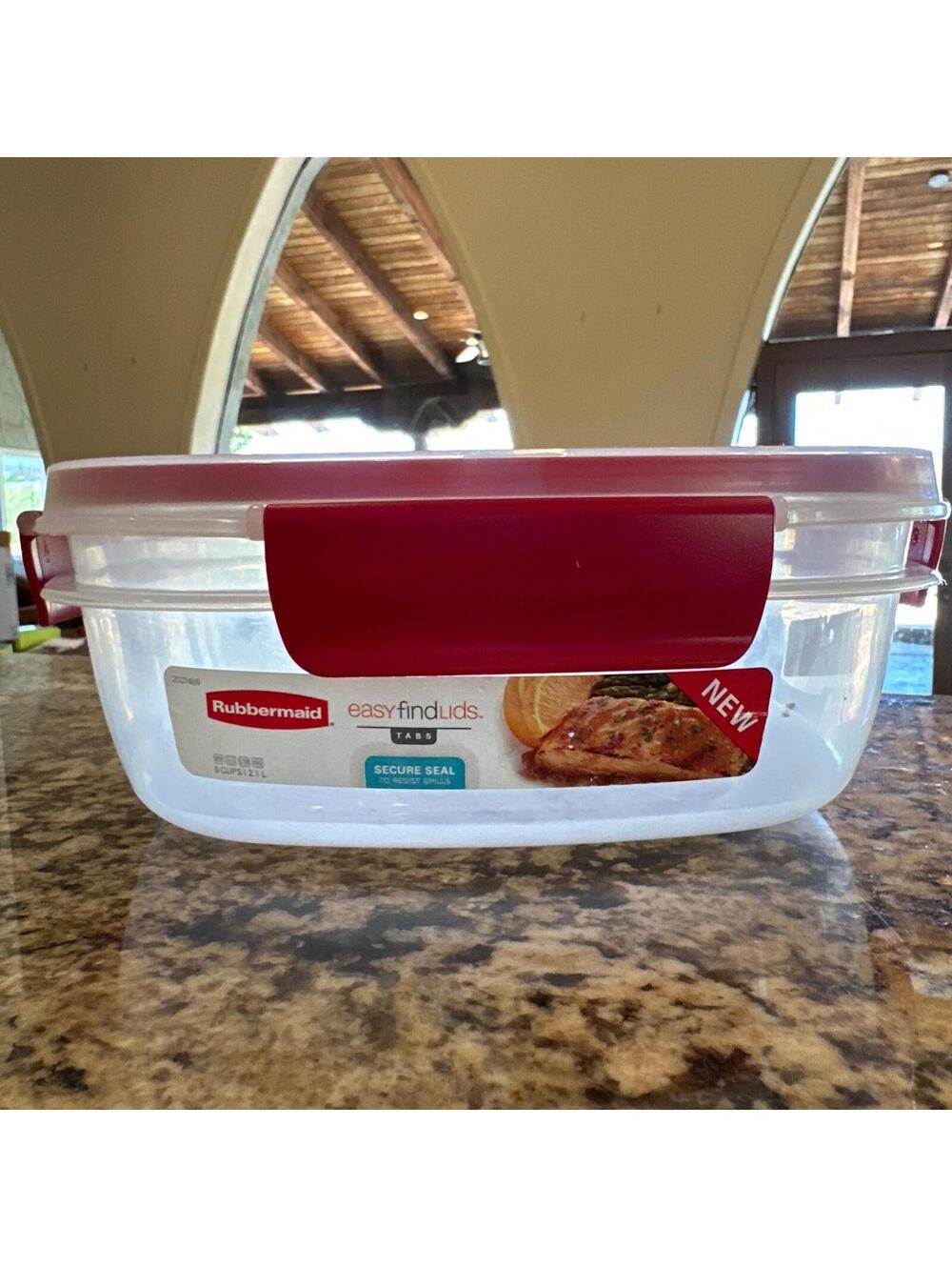 Rubbermaid 9 Cup Container Easy Snap Lid Red 2027469 Secure Seal Clean 2014